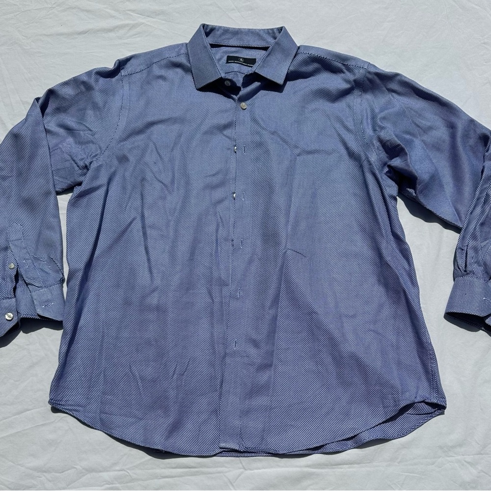 Hart Schaffner Marx Blue Diagonal Chevron Dress Shirt